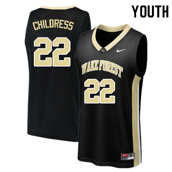 Youth #22 Randolph Childress Wake Forest Demon Deacons College Basketball Jerseys Sale-Black